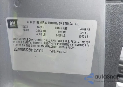 2008 Buick Lacrosse Cxl из США, поврежденный, VIN 2G4WD582381351210